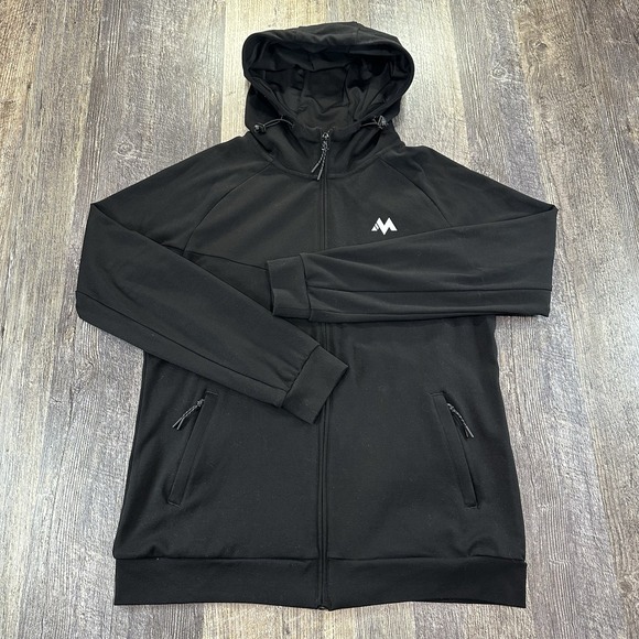 Mentality Men's Lightweight High Neck Gym Hoodie Full Zip‎ Sweatshirt Sz M Black - Picture 1 of 12